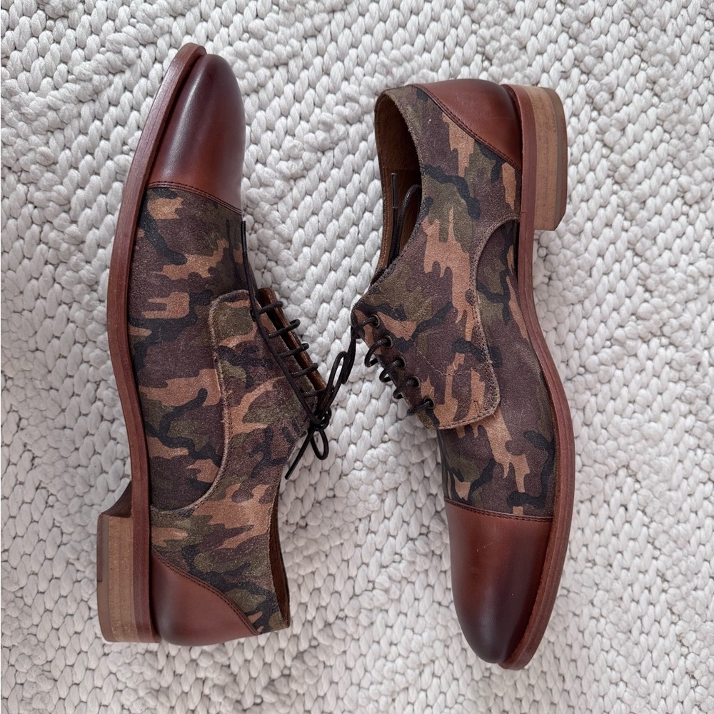 Men’s Taft Camouflage Brown Leather Dress Shoes - Picture 3 of 6